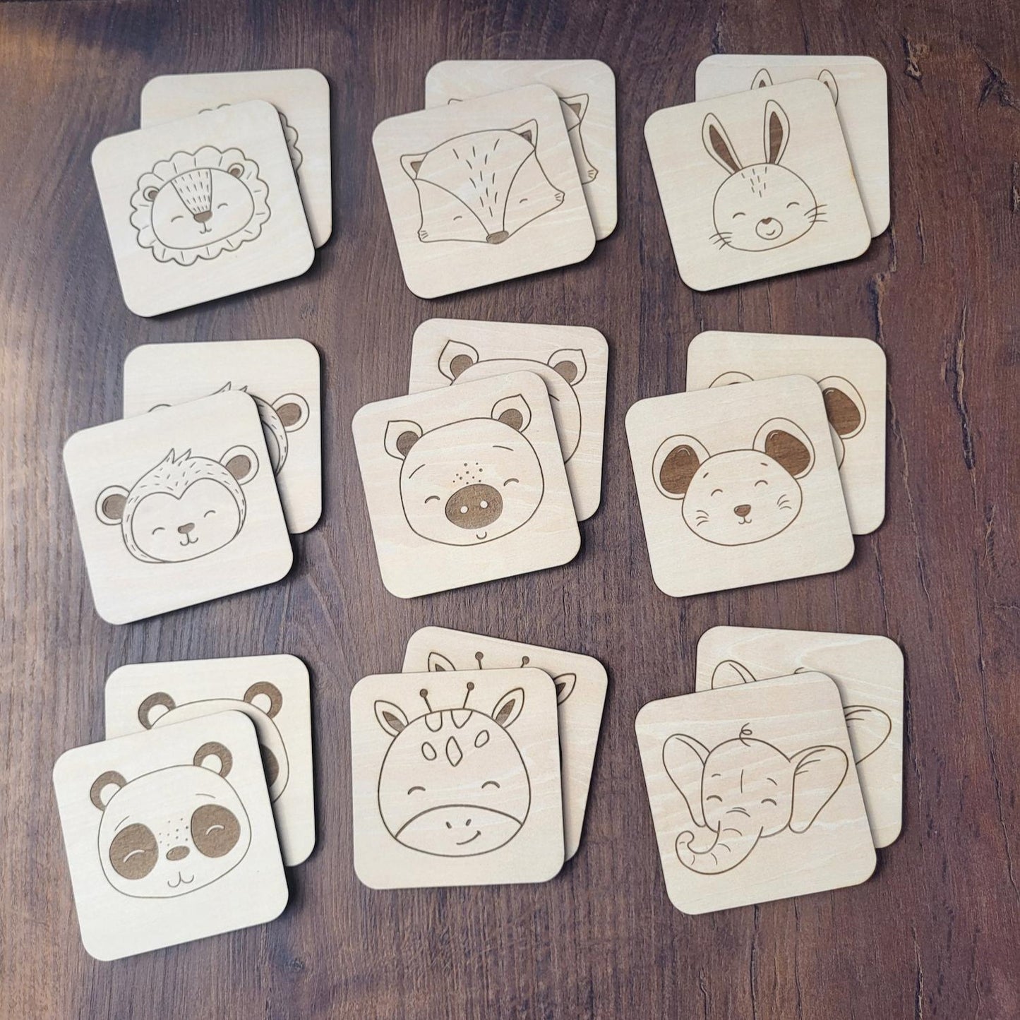 🐾Memory Image Animaux terrestres – Jeu éducatif en bois